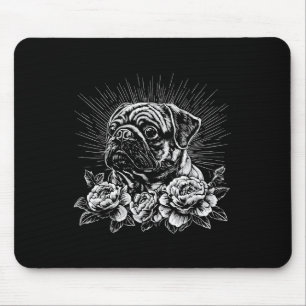 Pug Lover Dog Retro Style Tattoo _1  Mouse Pad