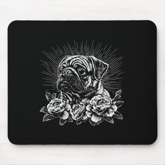 Pug Lover Dog Retro Style Tattoo _1  Mouse Pad (Front)
