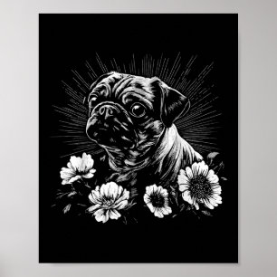 Pug Lover Dog Retro Style Tattoo Poster