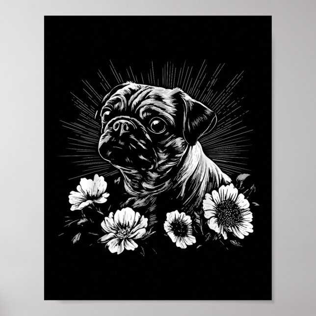 Pug Lover Dog Retro Style Tattoo  Poster (Front)