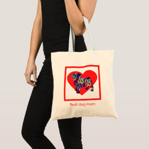 Pug Lover Dog Silhouette Red Best Dog Mom Tote Bag