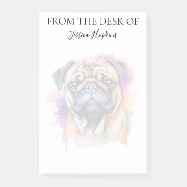 Pug Lover Monogrammed Dog Post-it Notes (Front)