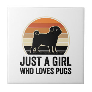 Pug Lover Vintage Just A Girl Dog Shirt Design_1 Ceramic Tile