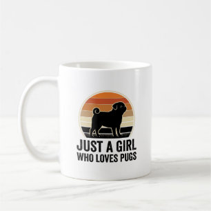 Pug Lover Vintage Just A Girl Dog Shirt Design_1 Coffee Mug