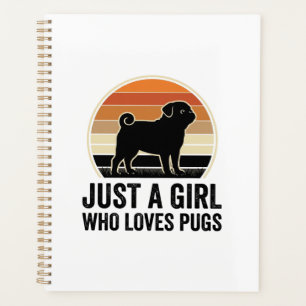 Pug Lover Vintage Just A Girl Dog Shirt Design_1 Planner