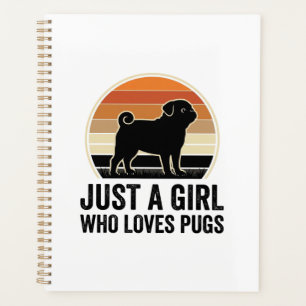 Pug Lover Vintage Just A Girl Dog Shirt Design_1 Planner