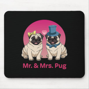 Pug Lover Wedding Newlywed Bride Groom Mr. And Mrs Mouse Pad