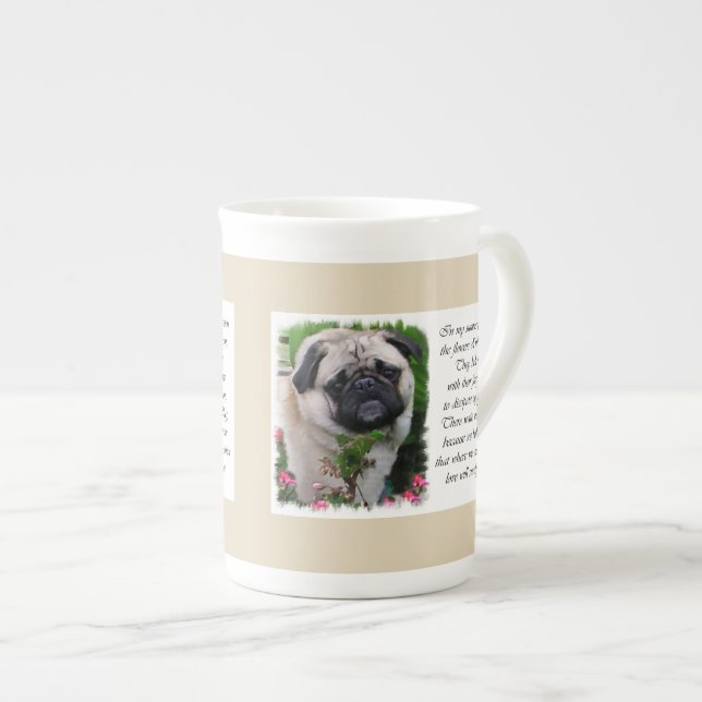 Pug Lovers Art Bone China Mug (Front Right)