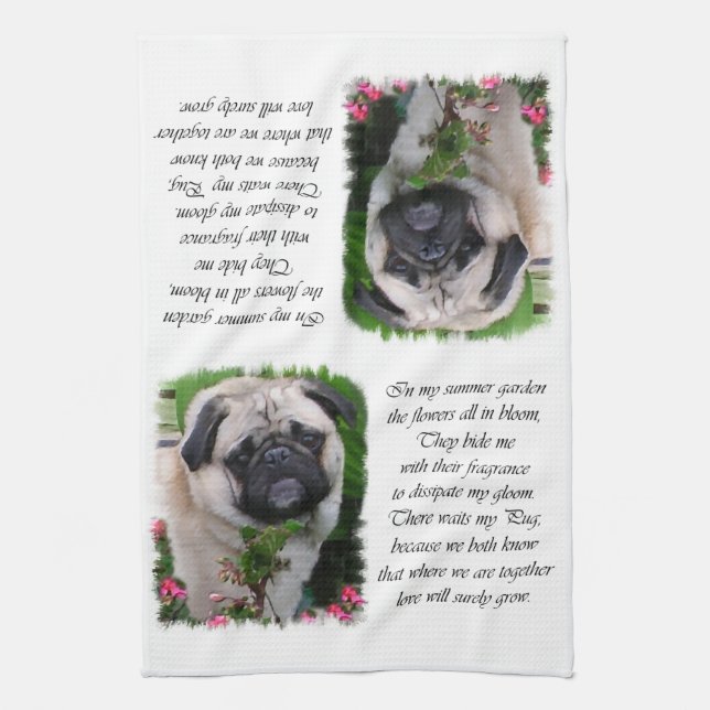 Pug Lovers Art Tea Towel (Vertical)