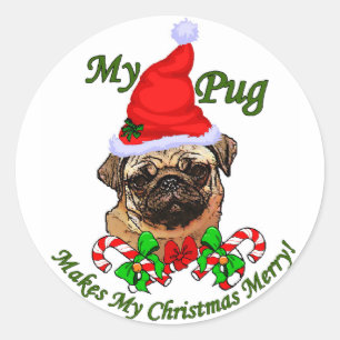 Pug  Lovers Christmas Gifts Classic Round Sticker