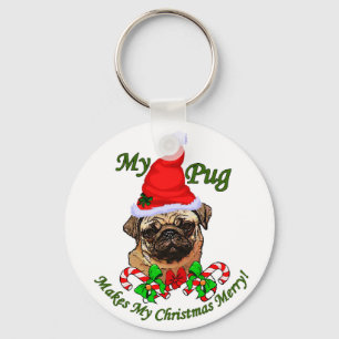 Pug Lovers Christmas Gifts Key Ring