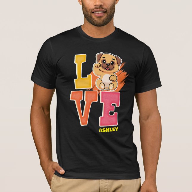 Pug lovers cute colour T-Shirt (Front)