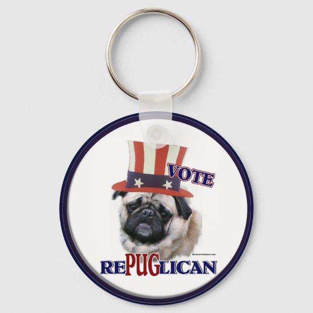 Pug Lovers Gifts Key Ring (Front)