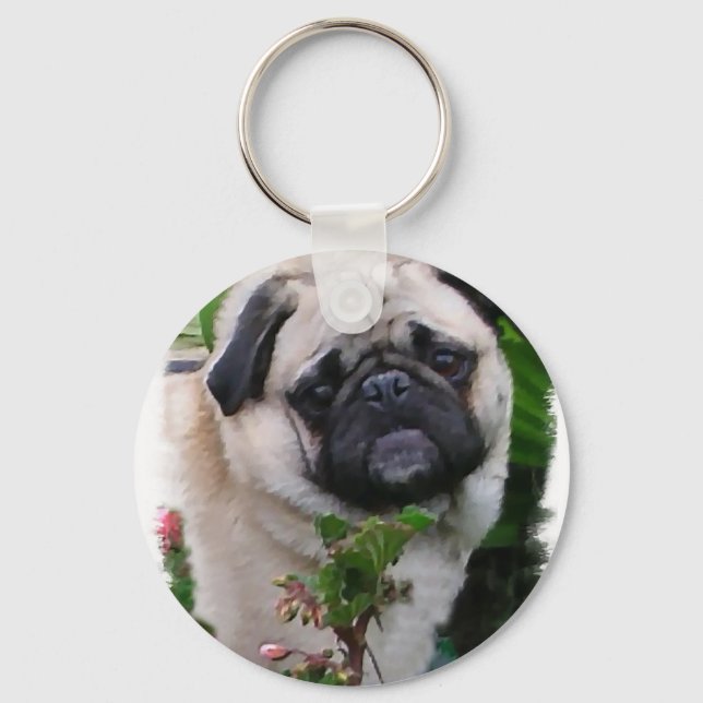 Pug Lovers Gifts Key Ring (Front)