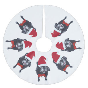 Pug Lovers Santa Dog Christmas Tree Skirts