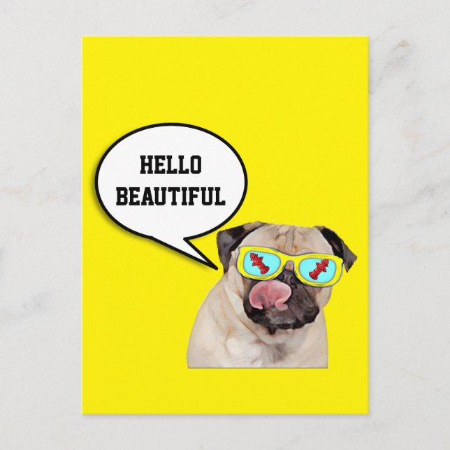 Pug loving fire hydrant  poster postcard (Front)