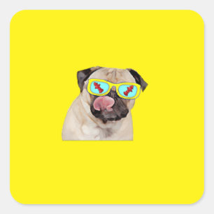 Pug loving fire hydrant square sticker
