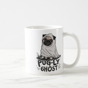 Pug-ly Ghost Funny Dog Puns Halloween Pug Owners S Coffee Mug