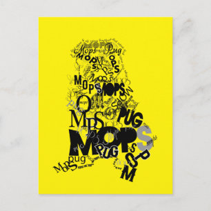 Pug made of Type Postcard