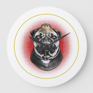 Pug Majesty  Large Clock