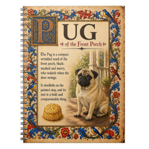 Pug, Mediaeval Bestiary Art Notebook