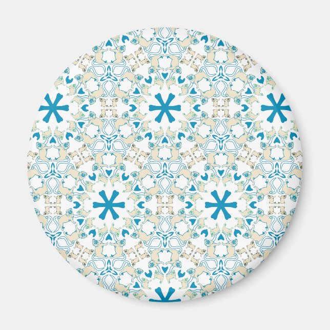 Pug Modern Pattern / Mopsmuster Magnet (Front)