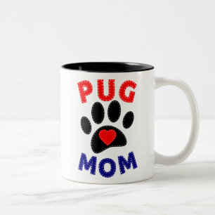 Pug Mom Dog Mom Drawing Two-Tone Coffee Mug