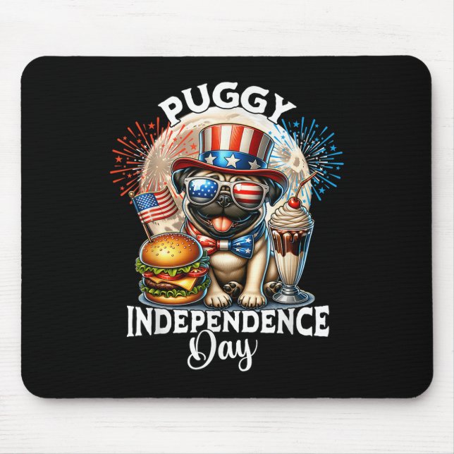 Pug Moon Independence Day Pug  Mouse Pad (Front)