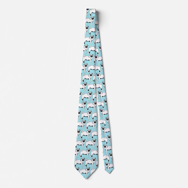 Pug Mops 2 sides printed  Tie (Front)