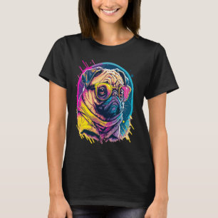 Pug Mops Carlin Dog with sunglasses T-Shirt