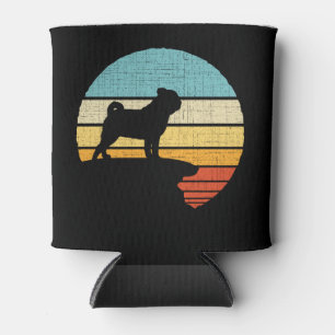  Pug Mops Carlin Retro Vintage 60s 70s Dog Lover  Can Cooler