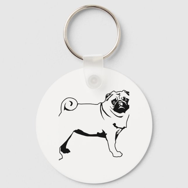 Pug Mops Key Ring (Front)