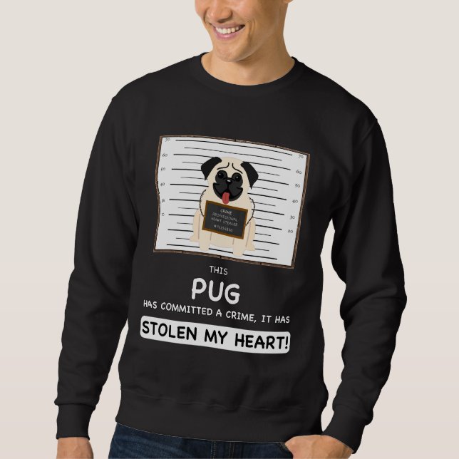Pug Mugshot - Funny Pug Gift For Dog Lover Classic Sweatshirt (Front)