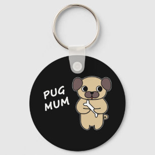PUG MUM - Black Key Ring