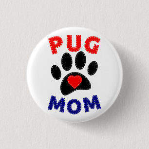 Pug Mum Dog Mum Drawing 3 Cm Round Badge