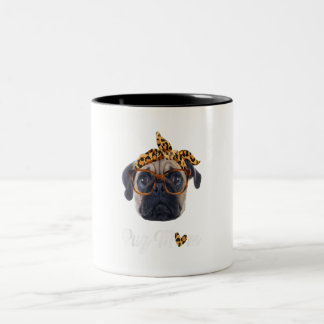 Pug Mum Leopard Print Dog Lovers Mother Day Gift Two-Tone Coffee Mug