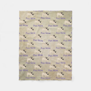 Pug Mum Pattern Earthy Background Fleece Blanket
