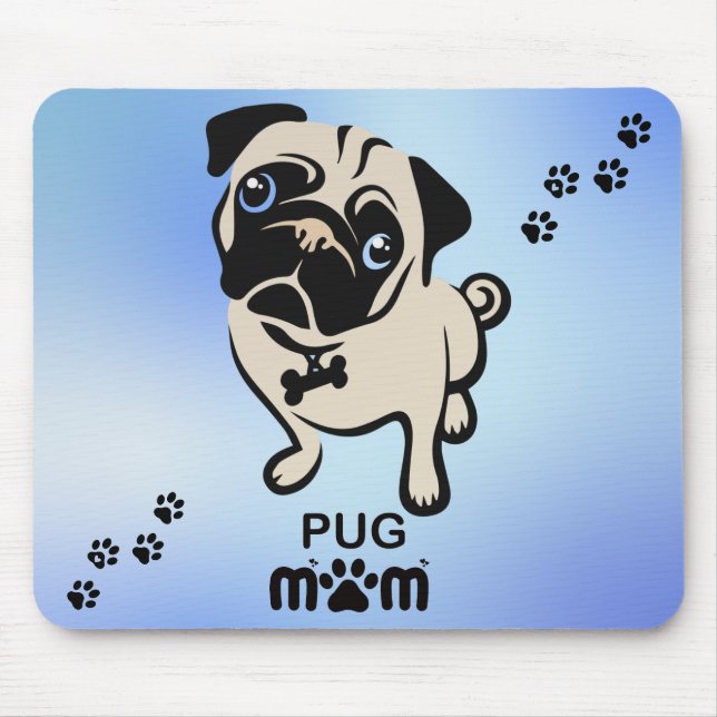 Pug Mum Paw Print Mouse Pad (Front)