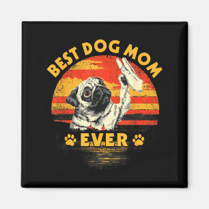 Pug mum retro sunset funny dog mother's day magnet