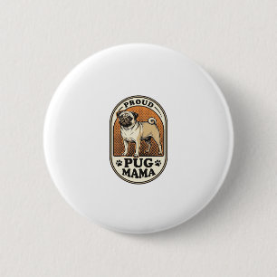 Pug Mum Shirt Vintage Engraving Dog Lover Graphic_ 6 Cm Round Badge