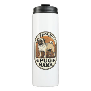 Pug Mum Shirt Vintage Engraving Dog Lover Graphic_ Thermal Tumbler