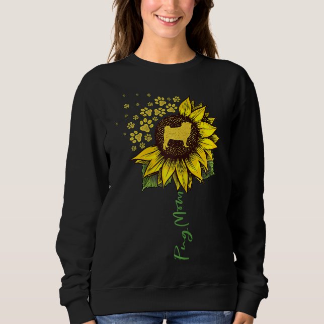 Pug Mum Sunflower Pug Lover Gifts Dog Mum Mama Sweatshirt (Front)