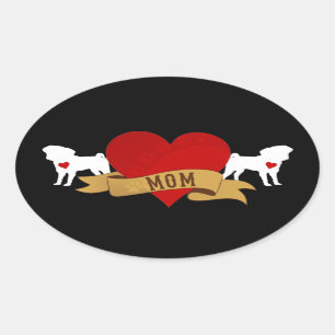 Pug Mum [Tattoo style] Oval Sticker