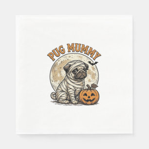 Pug Mummy Halloween Vintage Dog Shirt Design_1 Napkin