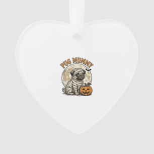 Pug Mummy Halloween Vintage Dog Shirt Design_1 Ornament
