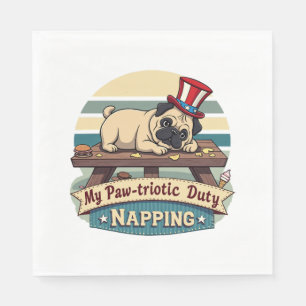 Pug Napping Napkin
