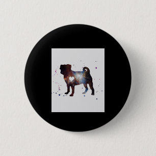 Pug Nebula Pug Dog Lover Nebula Lover Gift 6 Cm Round Badge