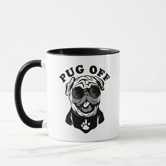 Pug Off | Funny Pun Humour For Pug Lovers Mug (Left)