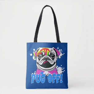 Pug Off! Pug Graffiti Spray Paint Pug Tote Bag