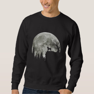 pug on mountain big moon halloween themed sweatshirt